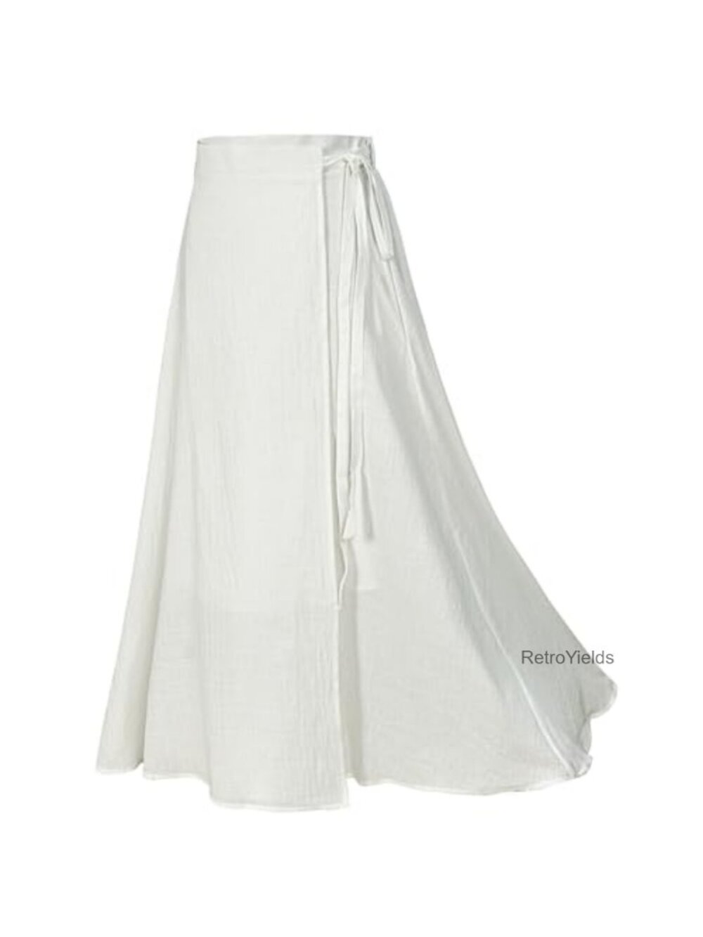 Linen Wrap Skirt Ankle-Length Maxi with Pockets